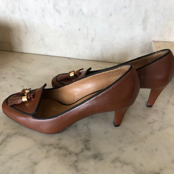 TALBOTS FLISS Cinnamon Black Cord Tassel Pumps 6M IOB - Picture 8 of 16